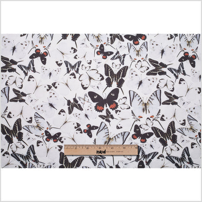 Black/White Butterflies Digitally Printed Stretch Neoprene/Scuba Knit - Full
