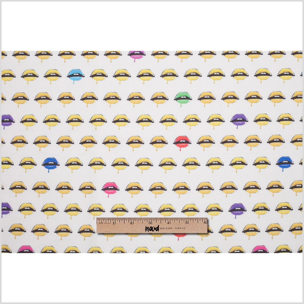 Pop Art Lips Digitally Printed Stretch Neoprene/Scuba Knit Folded