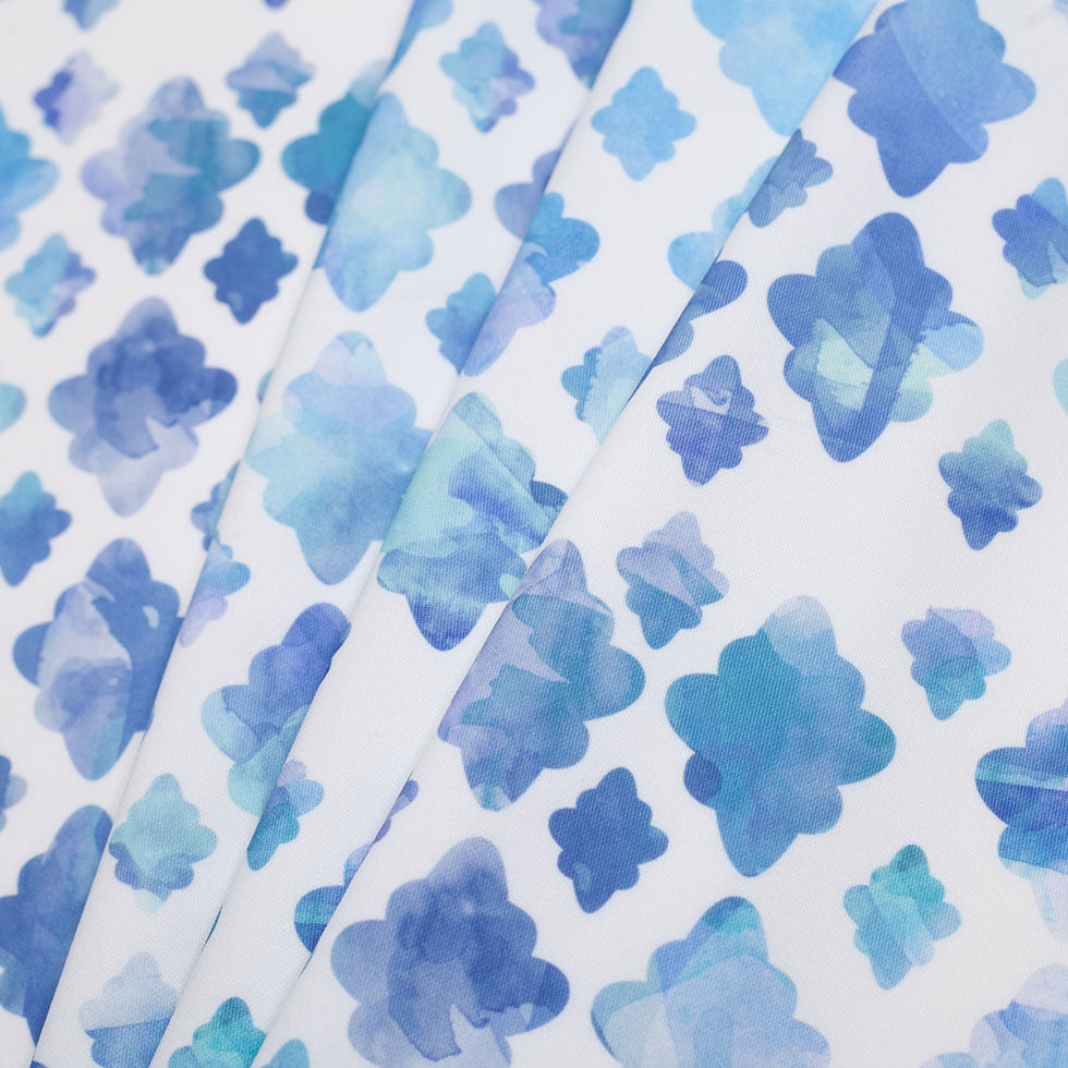 Watercolor Clouds Digitally Printed Stretch Neoprene/Scuba Knit - Folded