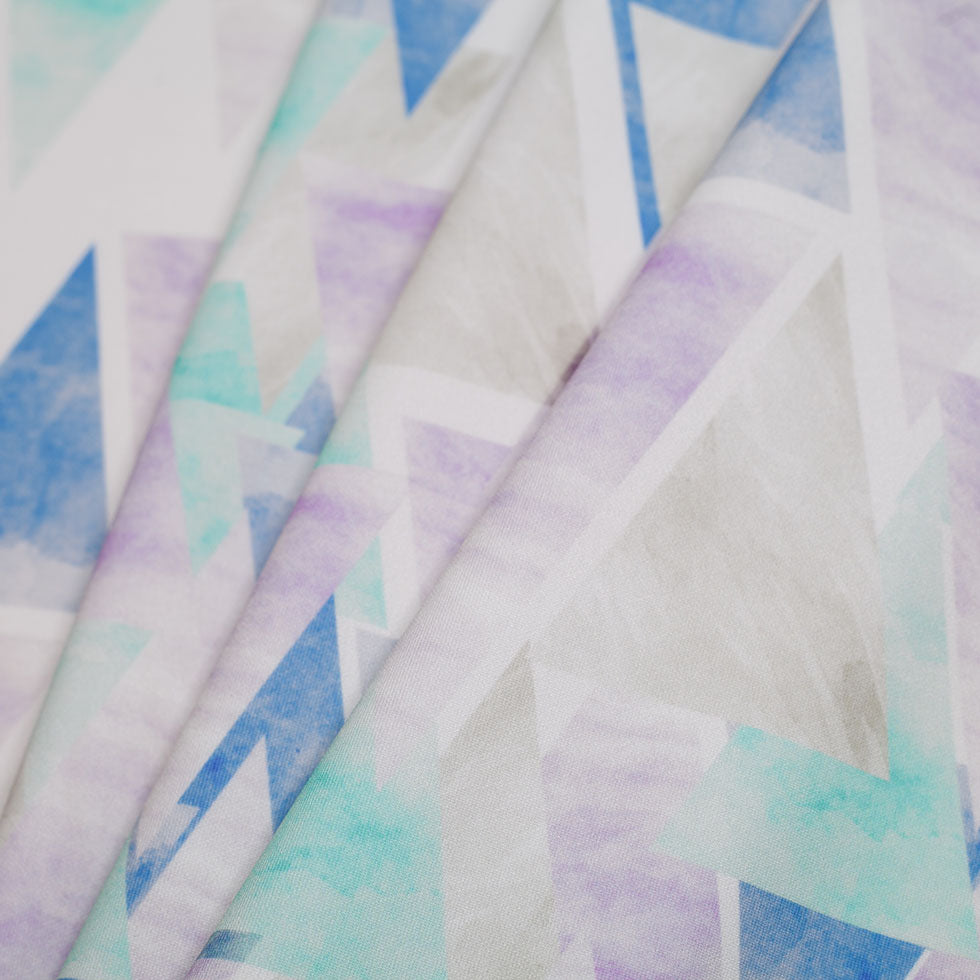 Abstract Geometric Digitally Printed Stretch Neoprene/Scuba Knit Folded