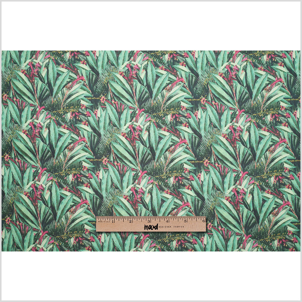 Tropical Leaves Digitally Printed Stretch Neoprene/Scuba Knit - Folded