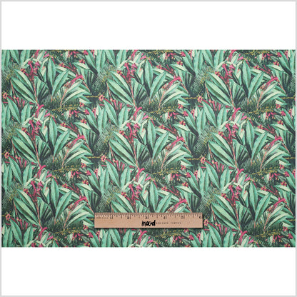 Tropical Leaves Digitally Printed Stretch Neoprene/Scuba Knit - Folded