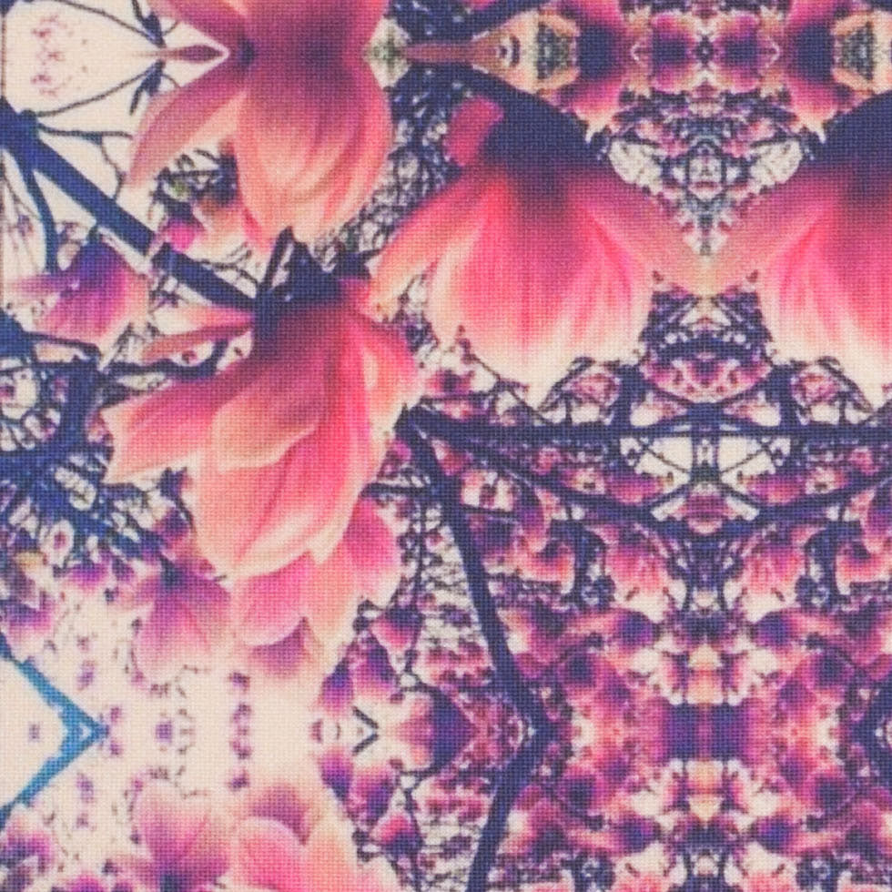 Floral Kaleidoscope Digitally Printed Stretch Neoprene/Scuba Knit Detail