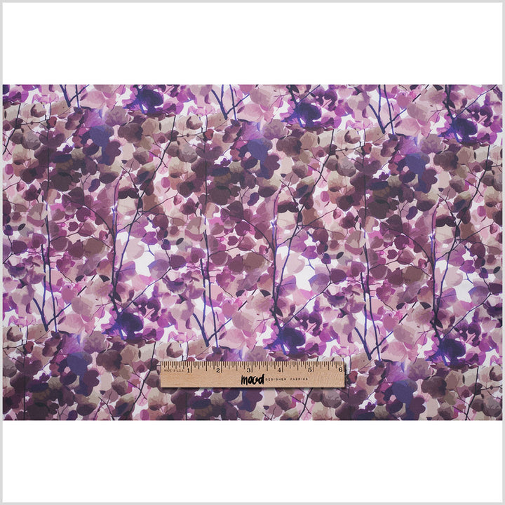 Purple Tree Branches Digitally Printed Stretch Neoprene/Scuba Knit - Folded