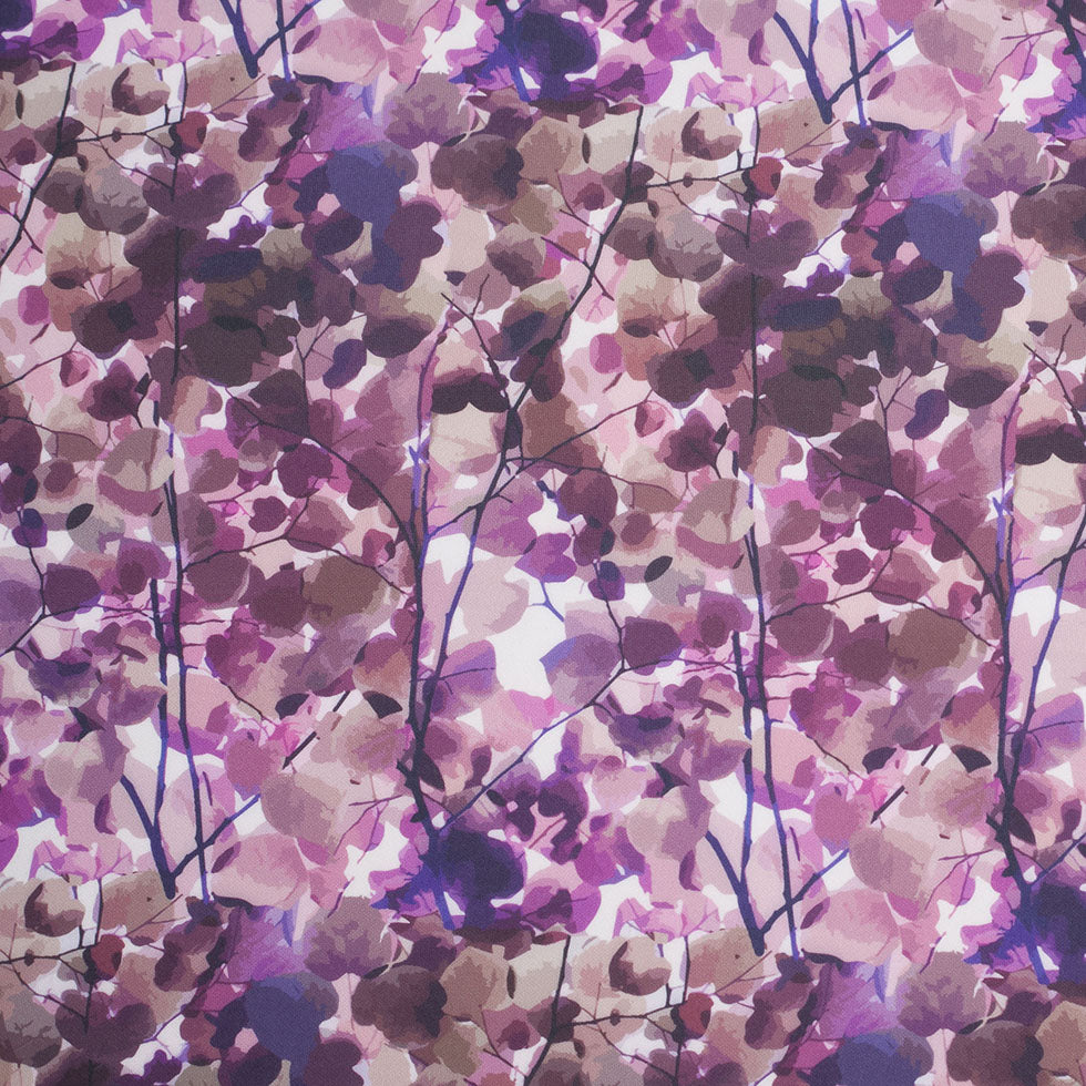 Purple Tree Branches Digitally Printed Stretch Neoprene/Scuba Knit