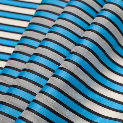 Tanya Taylor Blue Striped Polyester-Cotton Organza/Organdy - Folded