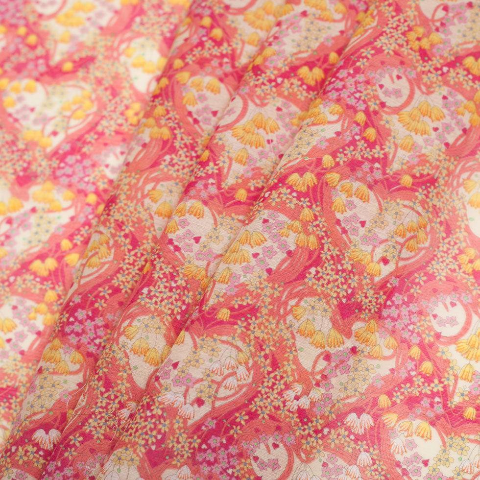 Liberty of London Amy Jane Pink/Yellow Silk-Cotton Voile Folded