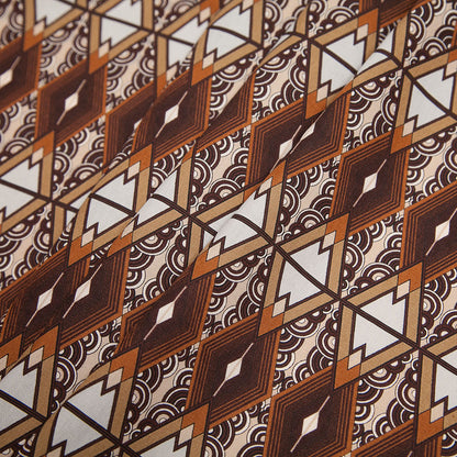 Brown/Beige Geometric Cotton Twill - Folded