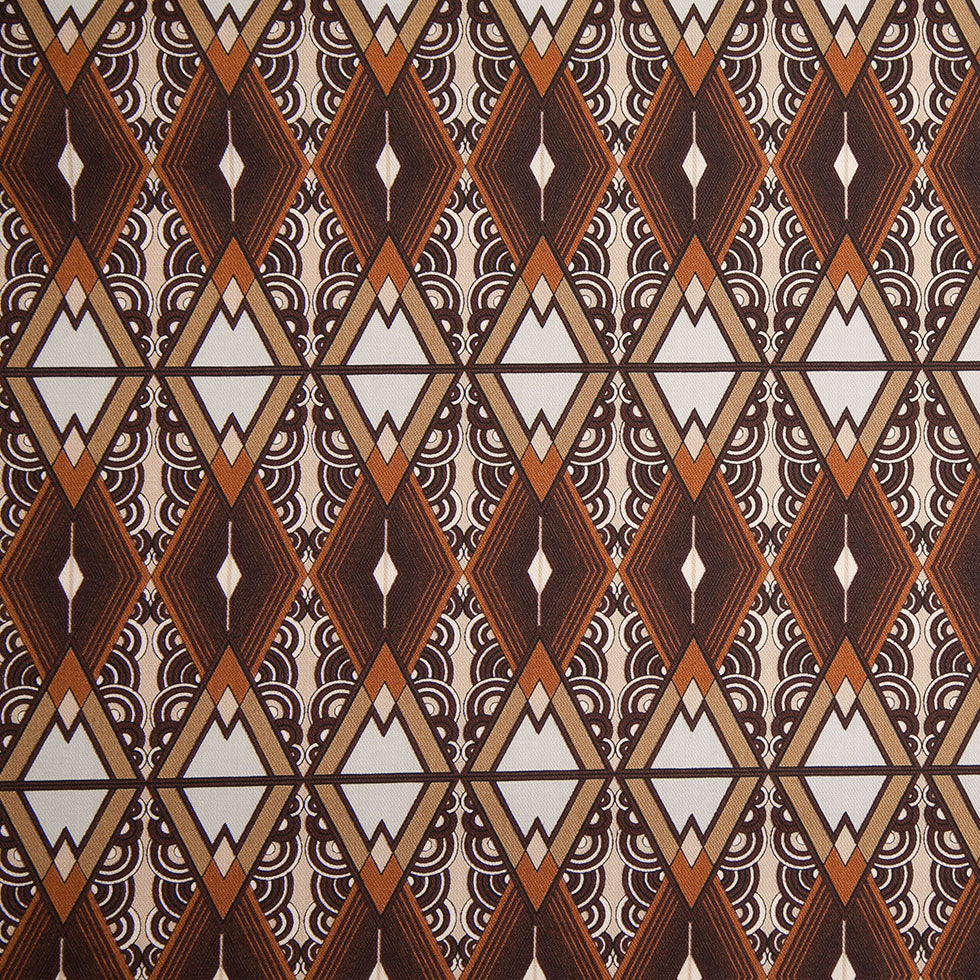 Brown/Beige Geometric Cotton Twill