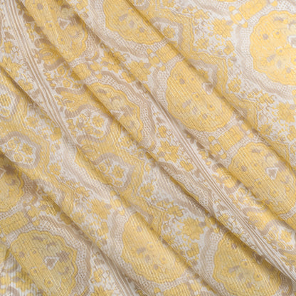 Metallic Gold/Maize Striped Floral Silk-Cotton Voile Folded