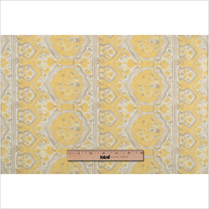 Metallic Gold/Maize Striped Floral Silk-Cotton Voile Full