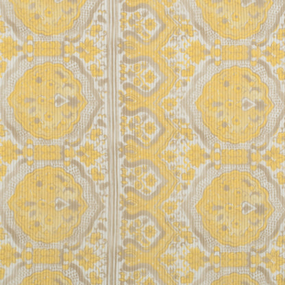 Metallic Gold/Maize Striped Floral Silk-Cotton Voile