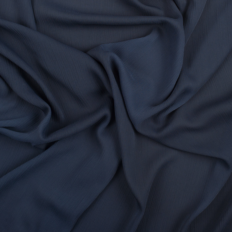 Perfect Navy Stretch Crinkled Polyester Chiffon Folded