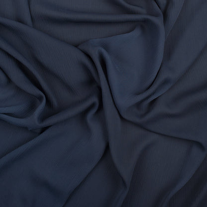 Perfect Navy Stretch Crinkled Polyester Chiffon Folded