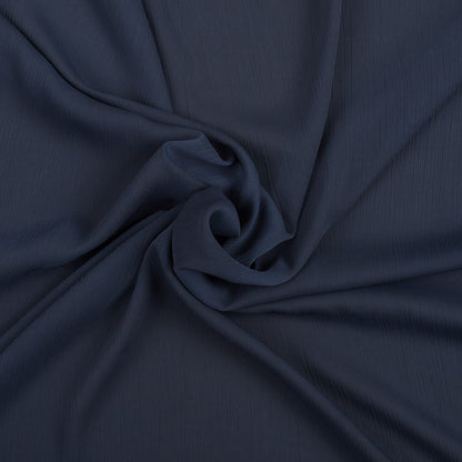 Perfect Navy Stretch Crinkled Polyester Chiffon