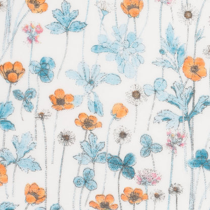 Liberty of London Josephines Garden Blue/Orange Silk-Cotton Voile Full