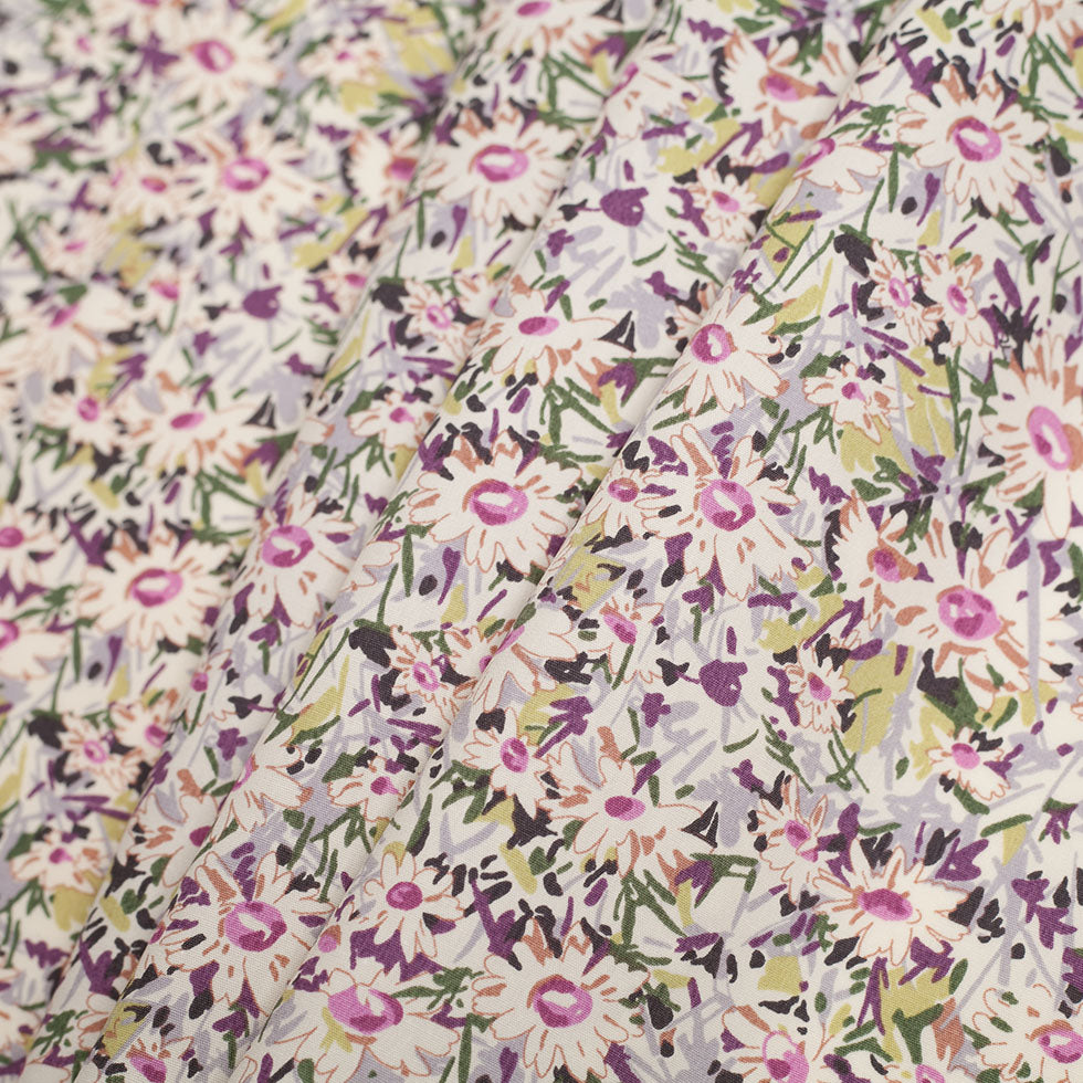 Liberty of London Daisy Fields Pink/Green Cotton Poplin - Folded