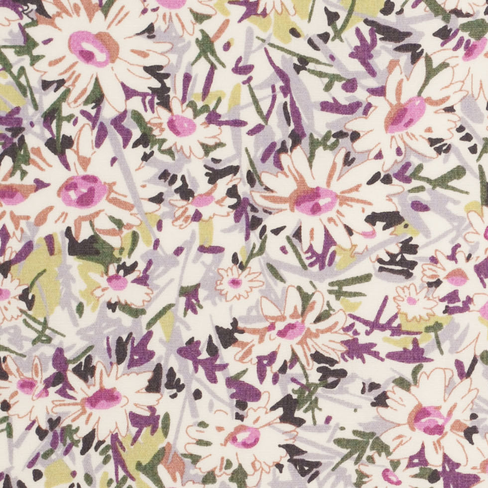 Liberty of London Daisy Fields Pink/Green Cotton Poplin - Detail