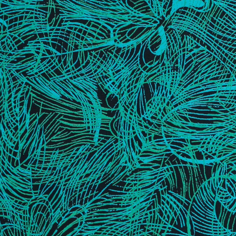 Liberty of London Kenzos Leaf Green/Blue Cotton Poplin Detail