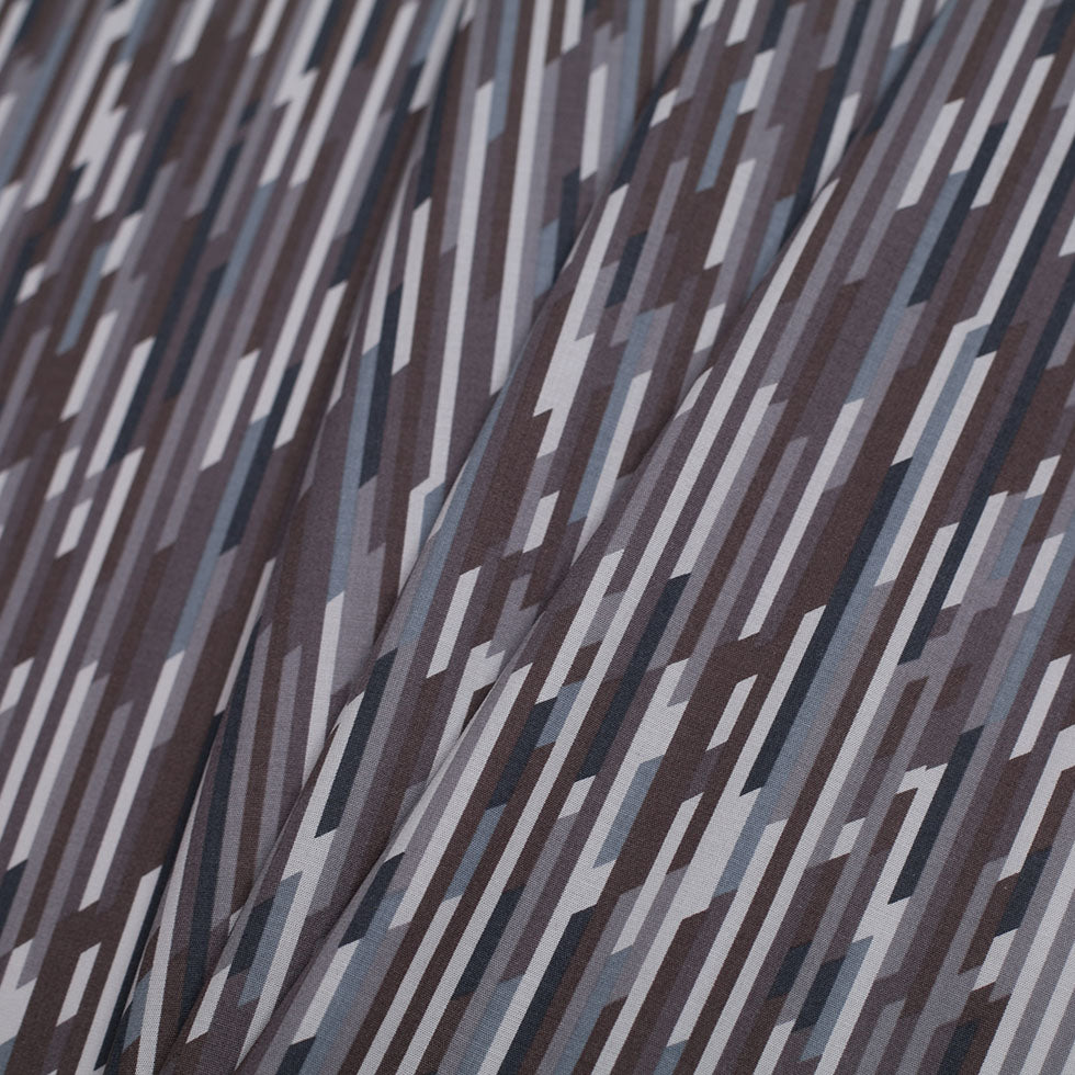 Liberty Of London Mike Gray/Blue/Brown Stretch Cotton Poplin Folded