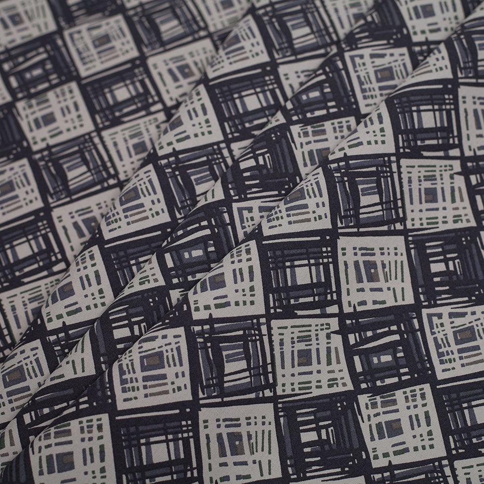 Liberty of London Rhian Green/Gray Cotton Poplin Detail