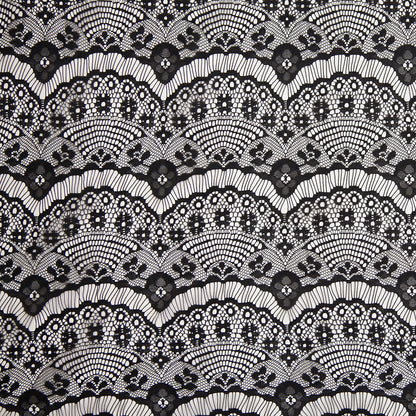 Black Polyester Lace w/ Scalloped Floral Design