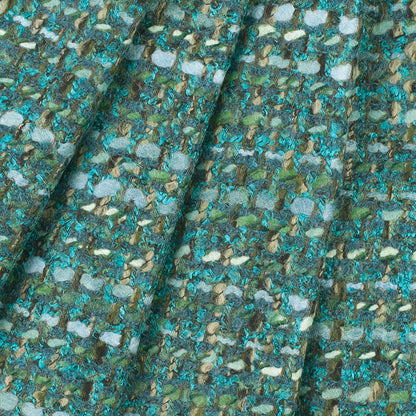 Teal/Moss Wool Blended Tweed Coating Folded