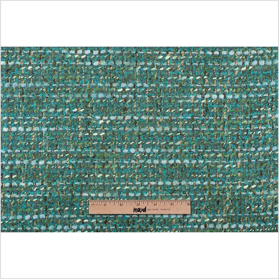 Teal/Moss Wool Blended Tweed Coating Full