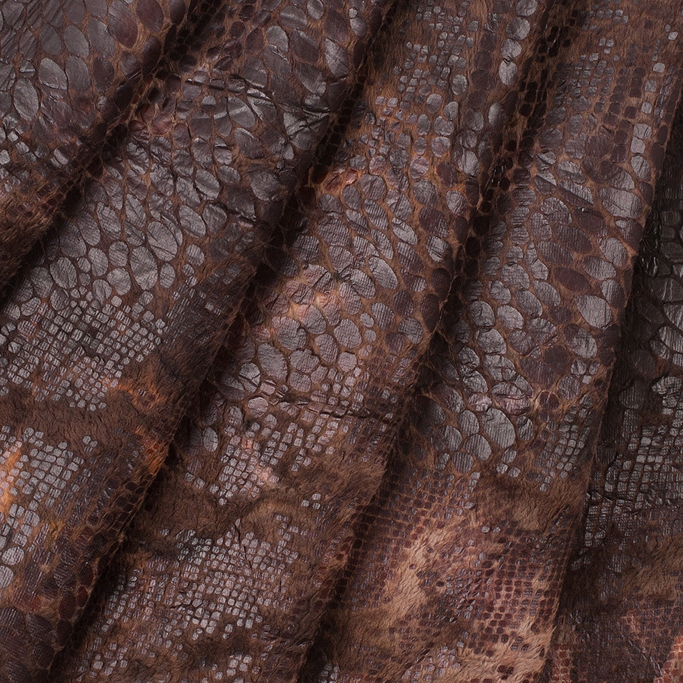 Brown Knitted Faux Fur with Reptillain Laminate Folded
