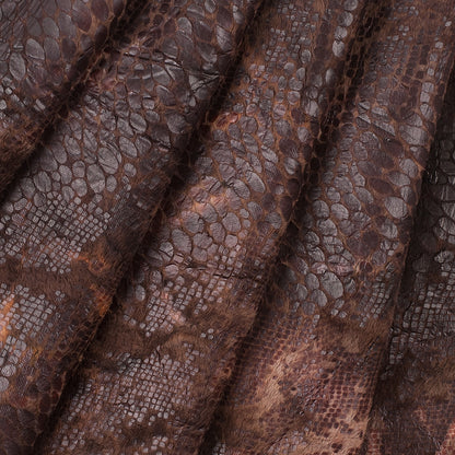 Brown Knitted Faux Fur with Reptillain Laminate Folded