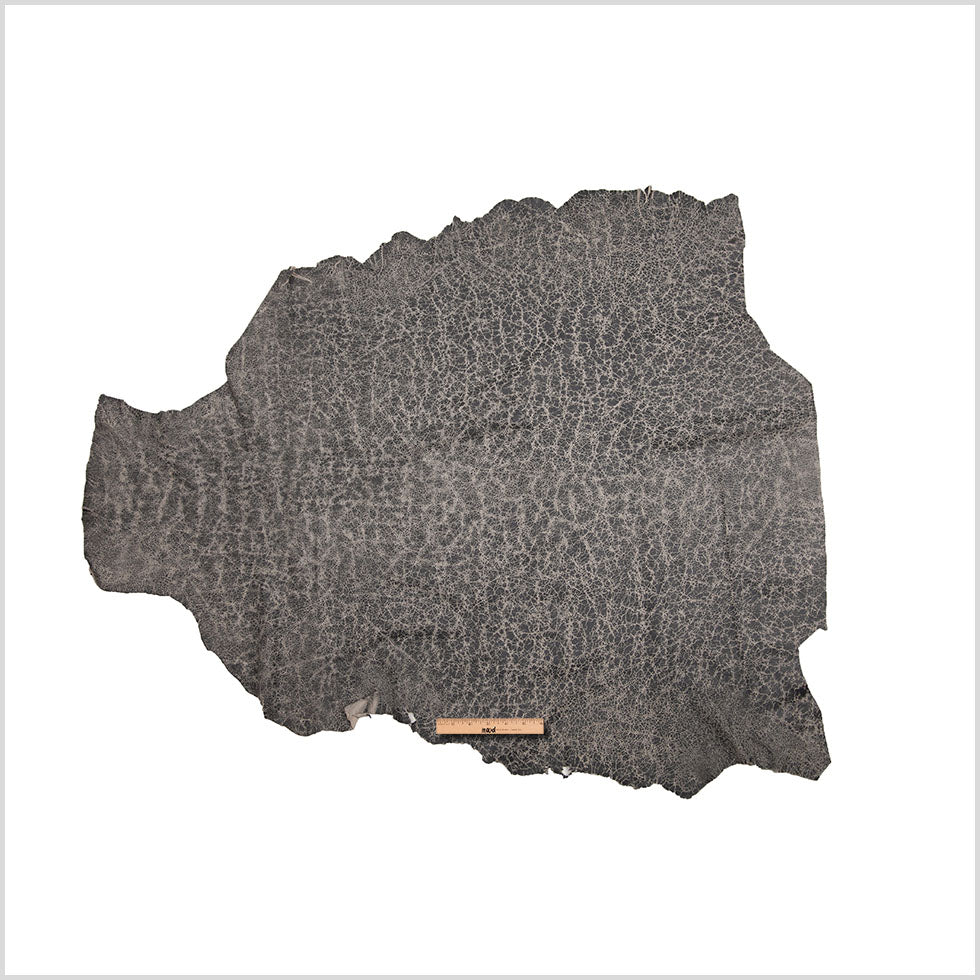 Small Ivory/Gray Crackle Lamb Suede