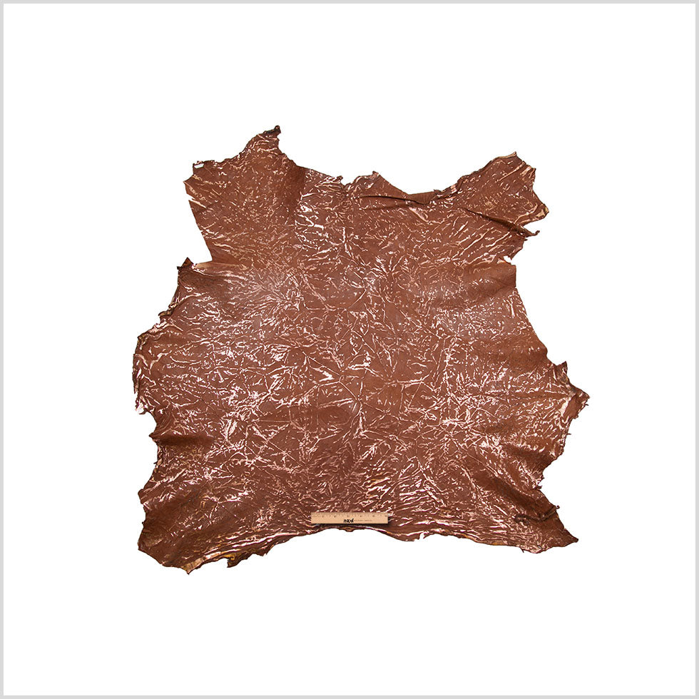 Small Brown/Rose Gold Metallic Coated Goat Leather