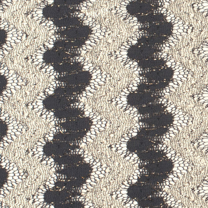 Metallic Black/Cream Zig-Zag Stretch Polyester Lacey Knit Detail