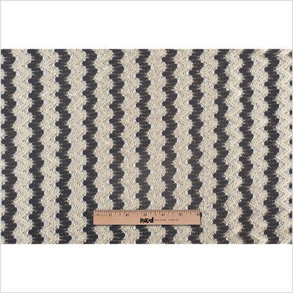 Metallic Black/Cream Zig-Zag Stretch Polyester Lacey Knit Full