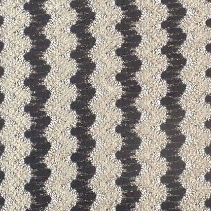 Metallic Black/Cream Zig-Zag Stretch Polyester Lacey Knit