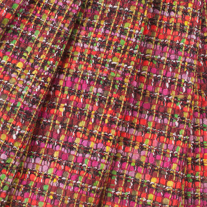 Neon Multicolor Wool Blended Tweed Coating - Folded