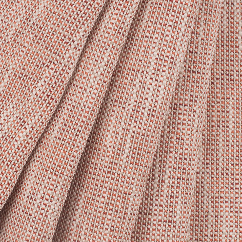 Rust/Egg Shell Slubbed Cotton-Polyester Woven Tweed Folded