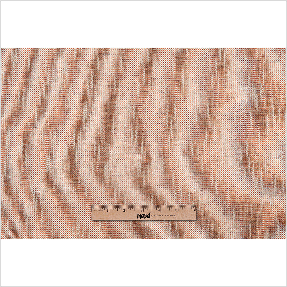 Rust/Egg Shell Slubbed Cotton-Polyester Woven Tweed Full