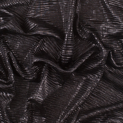 Black Crinkled Laminated Polyester Novelty Knit Folded