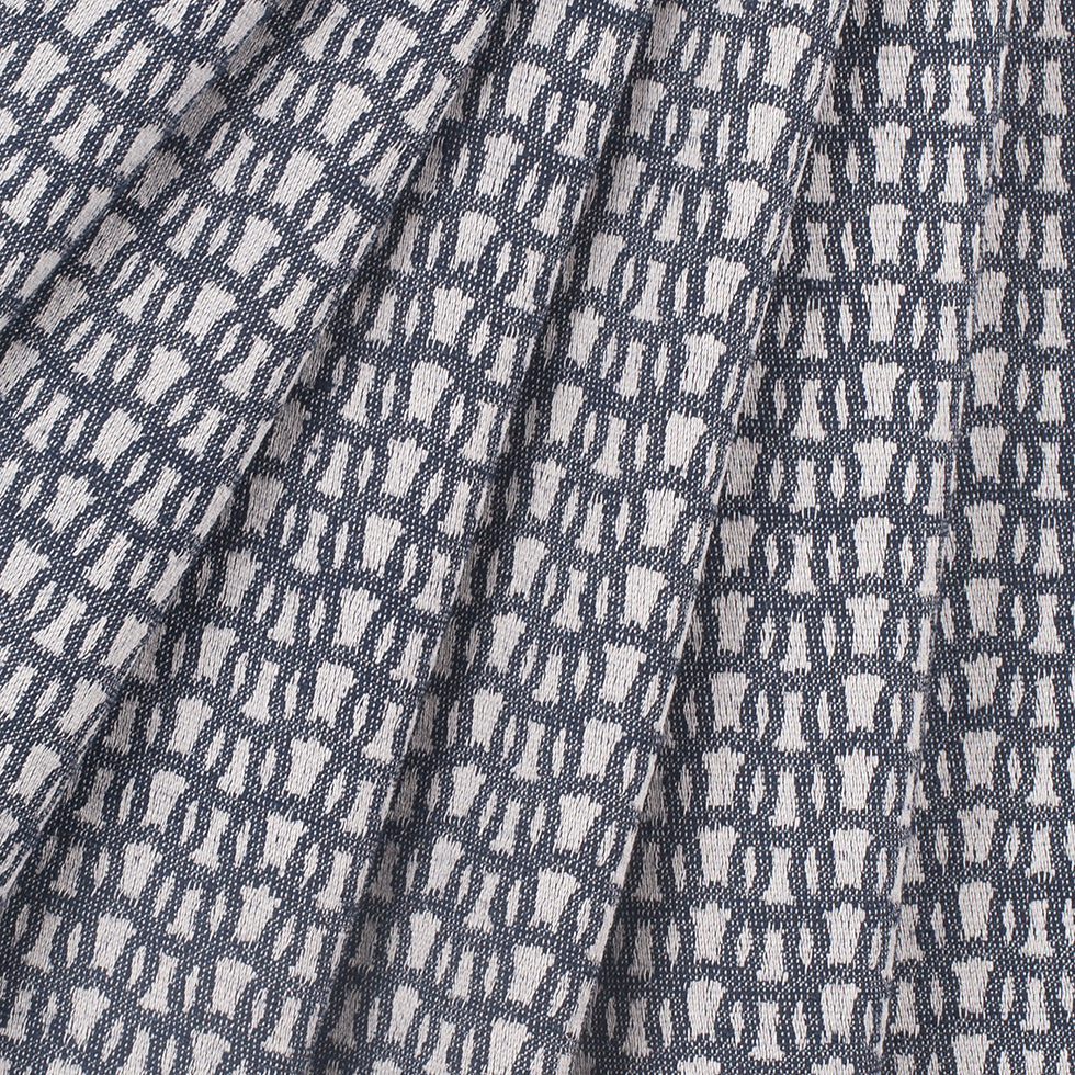 White/Navy Cotton Jacquard Folded