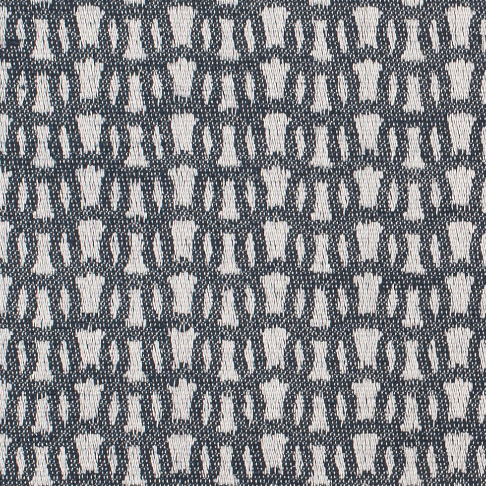 White/Navy Cotton Jacquard Detail