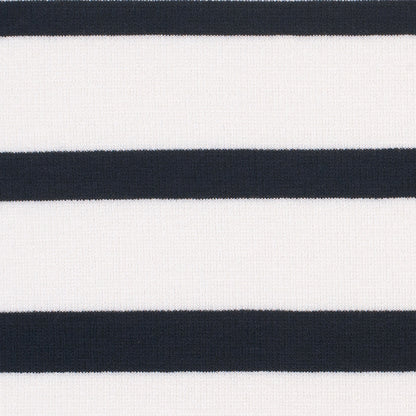 White/Navy Striped Stretch Cotton-Viscose Knit Detail
