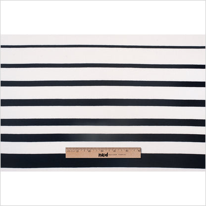 White/Navy Striped Stretch Cotton-Viscose Knit Full