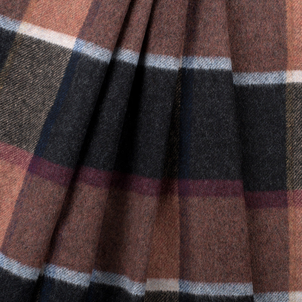 Italian Tri-Color Plaid Wool Blended Coating Folded