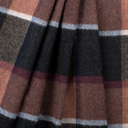 Italian Tri-Color Plaid Wool Blended Coating Folded