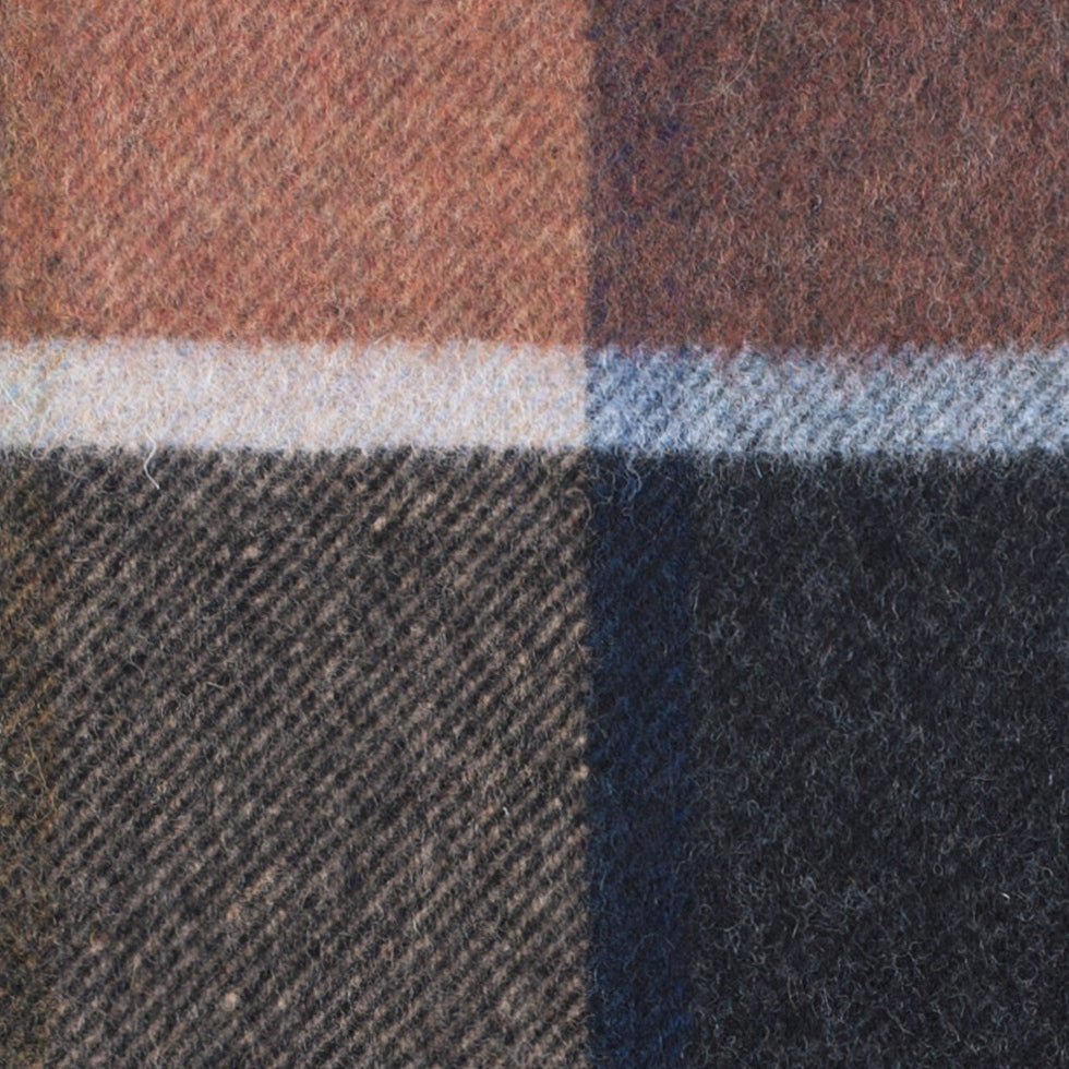 Italian Tri-Color Plaid Wool Blended Coating Detail