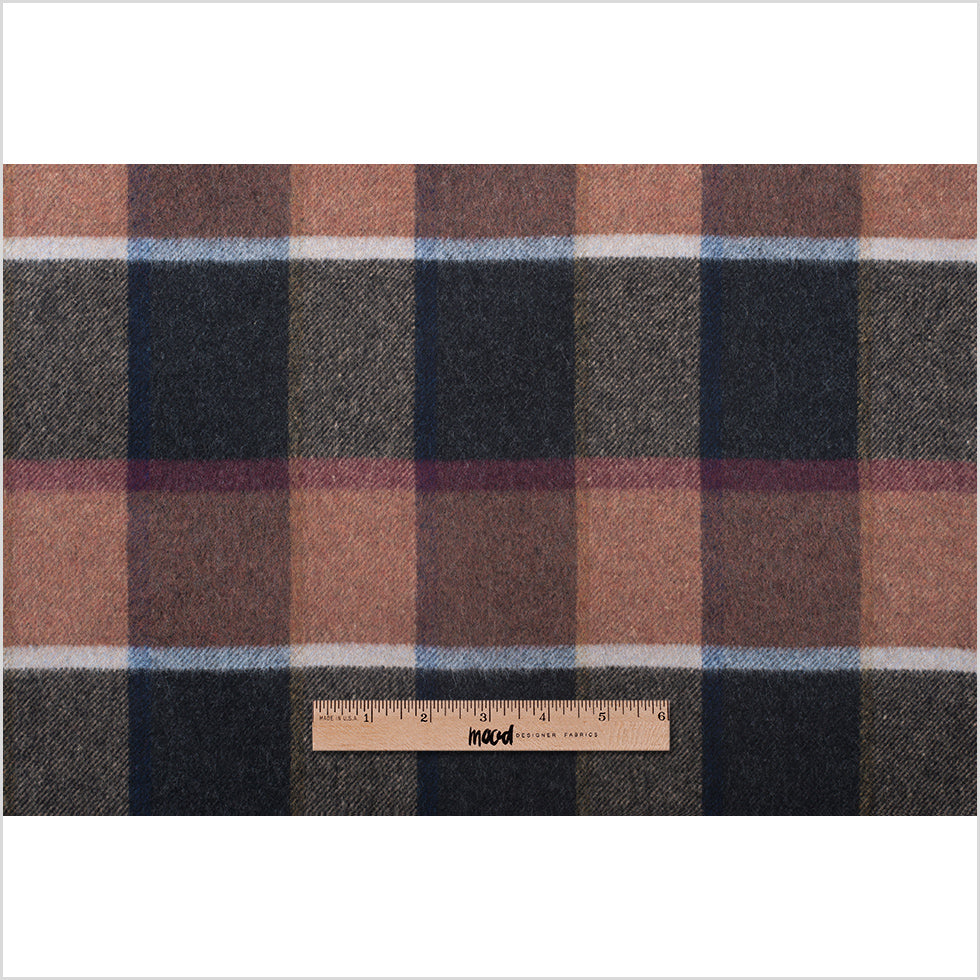 Italian Tri-Color Plaid Wool Blended Coating Full