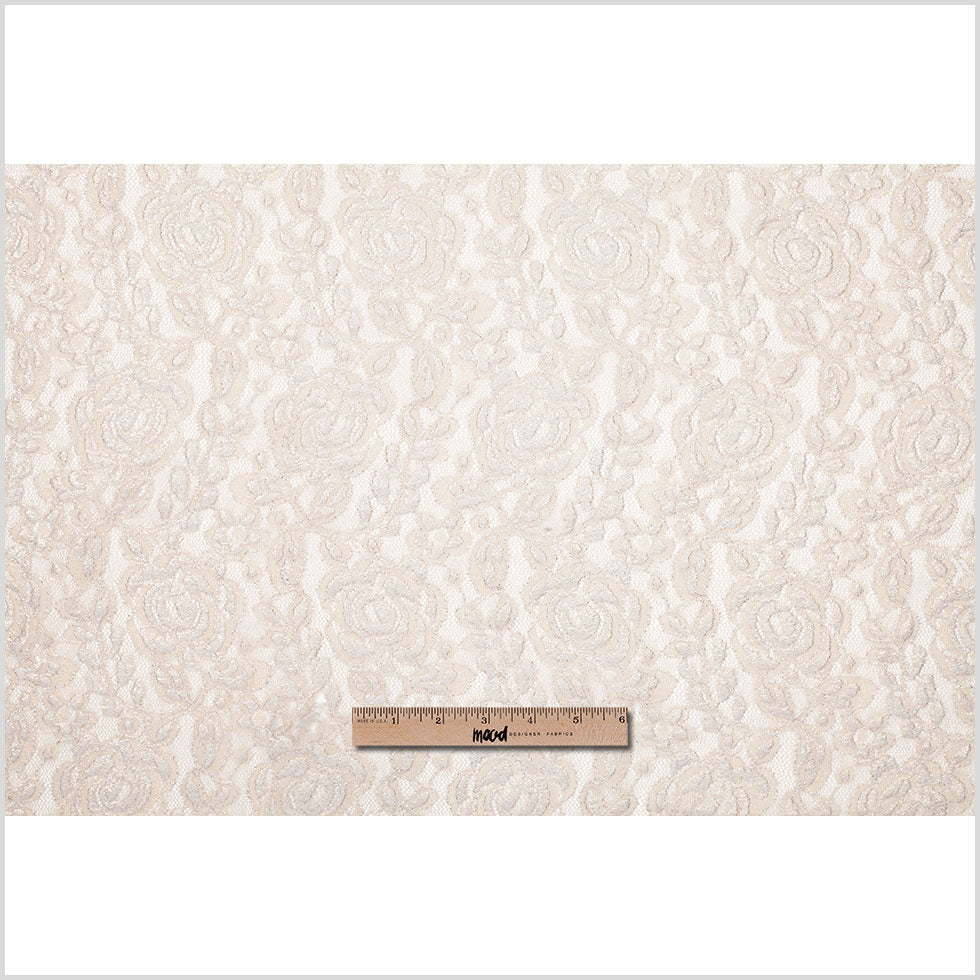 Metallic Coated Gold/Beige Floral Nylon Lace Full