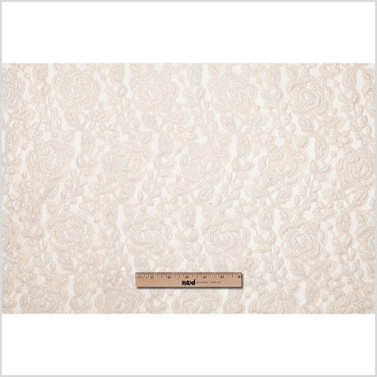 Metallic Coated Gold/Beige Floral Nylon Lace Full