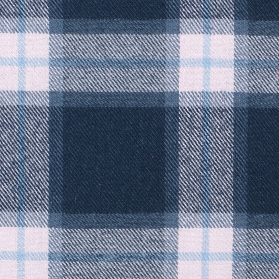 Italian Blue/Rosa Plaid Flannelled Wool Blended Twill Detail